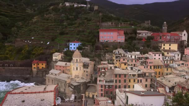Pueblo Vernazza Cinque Terre Costa Oeste Italiana Fotografía Viajes — Vídeo de stock