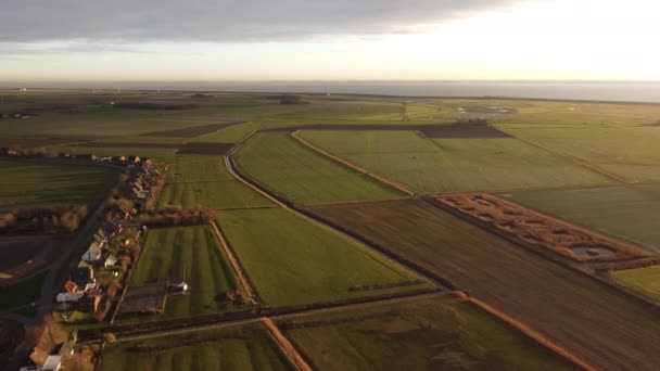 Het Prachtige Landschap Van Nordstrand Duitsland Aan Waddenzee Drone Fotografie — Stockvideo