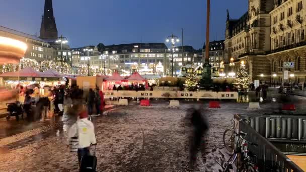 Mercado Navidad Ciudad Hamburgo Timelapse Shot Ciudad Hamburg Alemania Diciembre — Vídeos de Stock