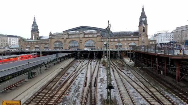 Hamburg Central Station Timelapse Shot City Hamburg Alemania Diciembre 2021 — Vídeos de Stock
