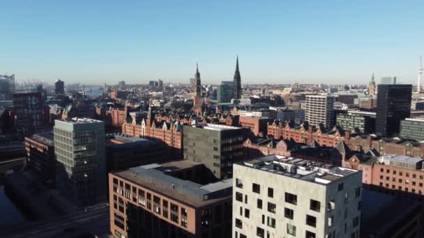 Vista Aérea Ciudad Hamburgo Fotografía Drones Alemania Desde Arriba — Vídeos de Stock