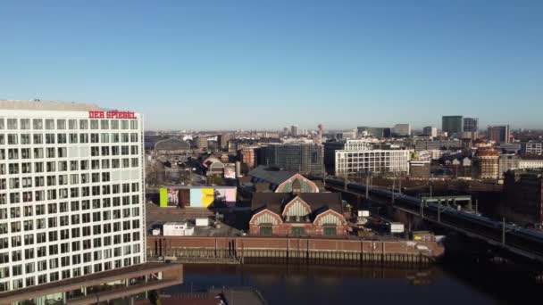 Αεροφωτογραφία Της Πόλης Του Αμβούργου Πολη Του Hamburg Γερμανια Δεκεμβρίου — Αρχείο Βίντεο