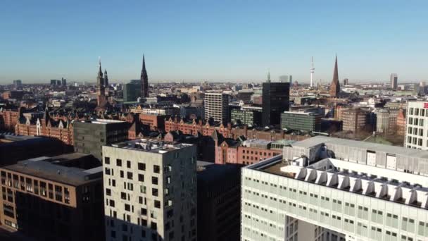 Luchtfoto Stad Hamburg Stad Hamburg Duitsland December 2021 — Stockvideo