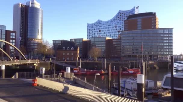 Moderní Přístavní Město Hamburku Přístavem Hamburg Německo Prosince 2021 — Stock video