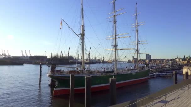 Old Sailing Ship Rickmer Rickmers Hamburg Hamburg Germany December 2021 — Stock Video