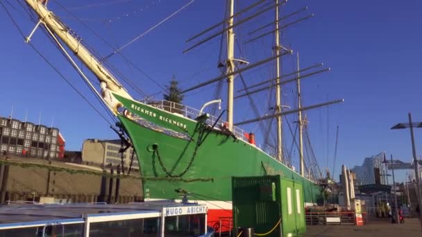 Altes Segelschiff Rickmer Rickmers Hamburg Hamburg Dezember 2021 — Stockvideo