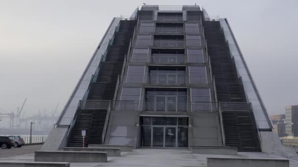 Architettura Moderna Edificio Uffici Dockland Amburgo Hamburg Germania Dicembre 2021 — Video Stock