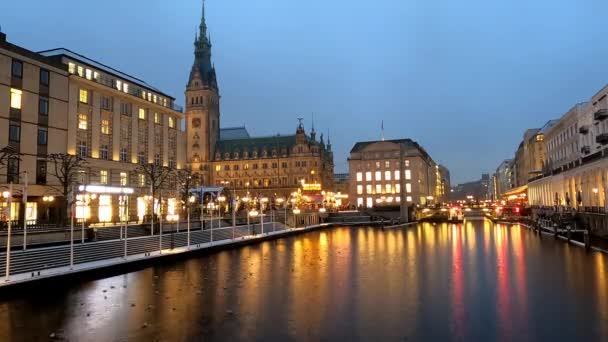 汉堡美丽的市中心 时间流逝的射击 德国汉堡市 — 图库视频影像