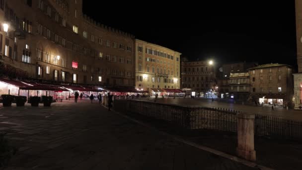 Centrale Marktplein Stad Siena Italië Nachts Tuscany Italië November 2021 — Stockvideo