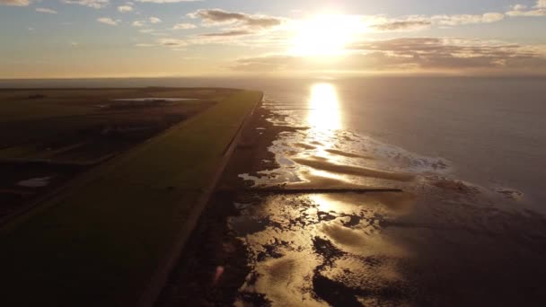 Wspaniałe Wybrzeże Fryzji Północnej Nad Morzem Wattowym Widok Lotu Ptaka — Wideo stockowe