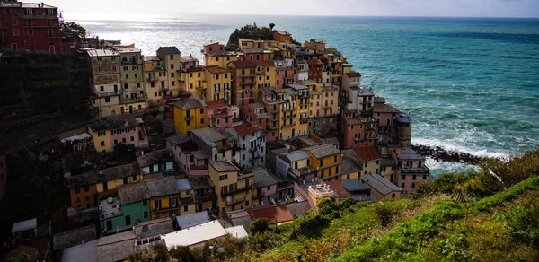 Amazing Village Manarola Cinque Terre Vid Den Italienska Kusten Fotografi — Stockfoto