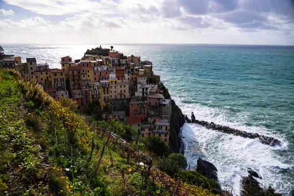 Kleurrijke Manarola Cinque Terre Aan Italiaanse Kust Reizen — Stockfoto