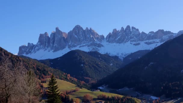 Incríveis Montanhas Das Dolomitas Itália Patrimônio Mundial Unseco Viagens — Vídeo de Stock