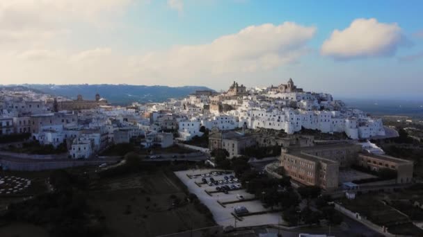 Vista Aerea Ostuni Italia Chiamata Anche Città Bianca Fotografia Viaggio — Video Stock