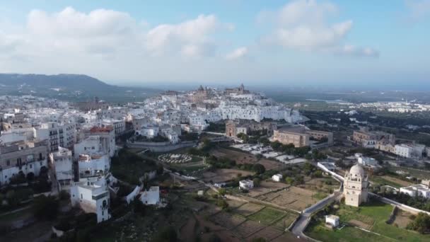 Aerial View Ostuni Italy Also Called White City Travel Photography — Stock Video