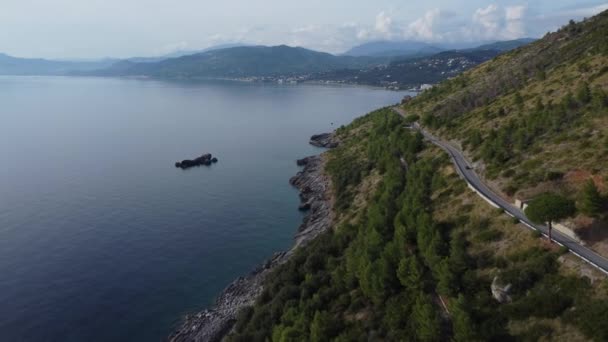 意大利西海岸的群山 从高空摄影看美丽的风景 — 图库视频影像