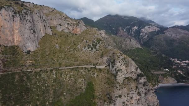 サプリ サレルノ地域のイタリア西海岸の素晴らしい風景 航空写真 観光情報 — ストック動画