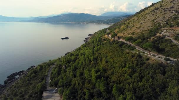 Erstaunliche Küstenstraße Bei Sapri Die Westküste Italiens Luftaufnahme Reisefotos — Stockvideo