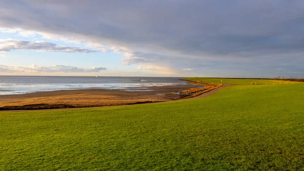 Die Schöne Landschaft Von Nordstrand Wattenmeer Drohnenfotografie Deutschland Von Oben Stockfoto