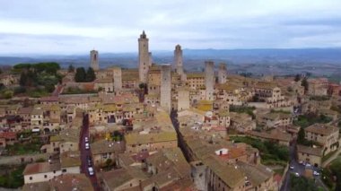 Tuscany İtalya 'daki San Gimignano' nun ünlü kuleleri - seyahat fotoğrafçılığı