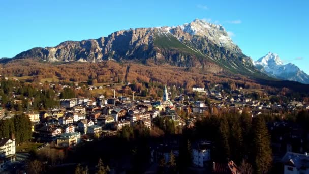 Cortina Ampezzo Dolomieten Italiaanse Alpen Luchtfoto Reizen — Stockvideo