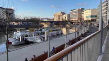 The banks of River Saar in Saarbruecken - SAARBRUECKEN, GERMANY - JANUARY 10, 2022