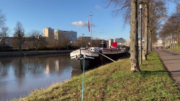 River Saar City Saarbruecken Saarbruecken Germany January 2022 — Stockvideo