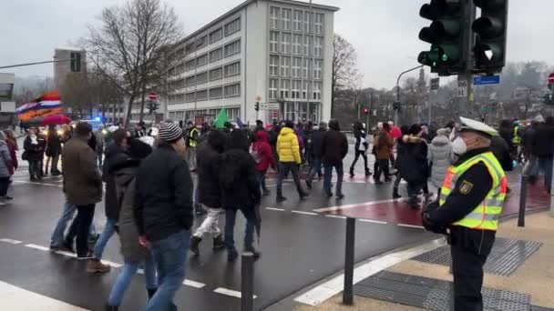 Corona Protest March City Saarbruecken Germany January 2022 — ストック動画