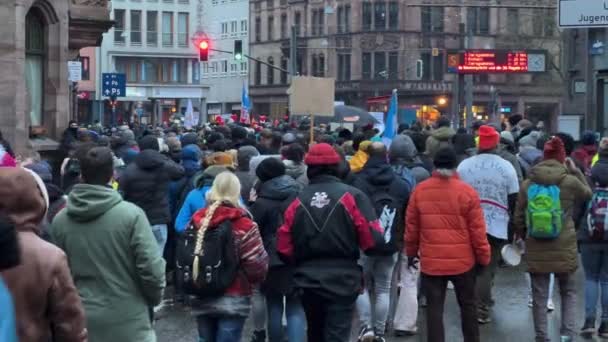 Vaccination Protest March Corona Pandemic City Saarbruecken Germany January 2022 — стоковое видео