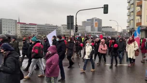 Corona Protest March City Saarbruecken Germany January 2022 — Stock video