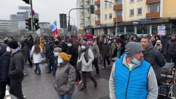 Vaccination Protest March Corona Pandemic City Saarbruecken Germany January 2022 — стоковое видео