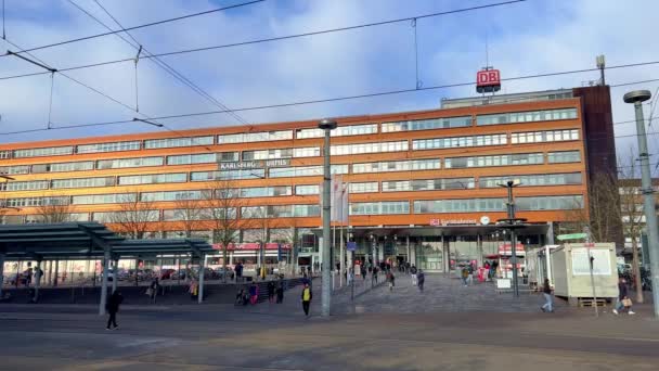 Centralstationen Saarbruecken Saarbrückens Stad Tyskland Januari 2022 — Stockvideo