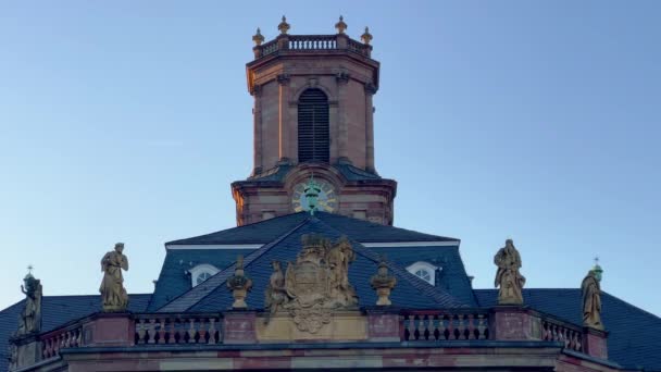 Den Mest Kända Kyrkan Saarbruecken Tyskland Heter Ludwigskirche — Stockvideo