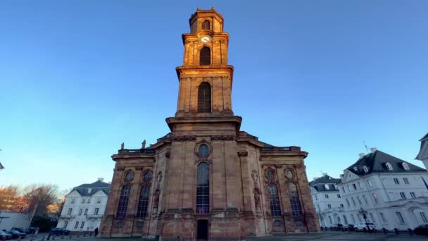 Saarbruecken Almanya Nın Ünlü Kilisesi Ludwigskirche — Stok video