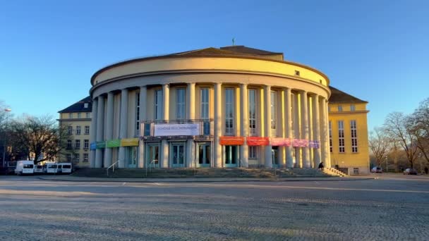 Saarbruecken Devlet Tiyatrosu Güneşli Bir Günde Saarbruecken Almanya Ocak 2022 — Stok video