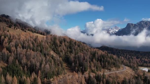 Úžasná Zimní Krajina Dolomitských Horách Jižní Tyrolsko Itálie Cestovní Fotografie — Stock video