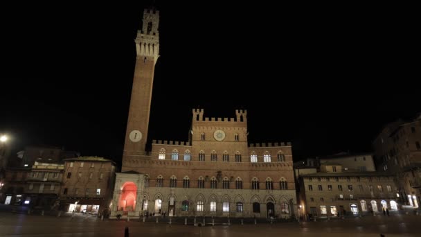 Centralny Rynek Sienie Włochy Nocą Zdjęcia Wakacji — Wideo stockowe