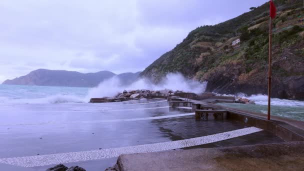 Úžasný Cinque Terre Italském Pobřeží Cestovní Fotografie — Stock video