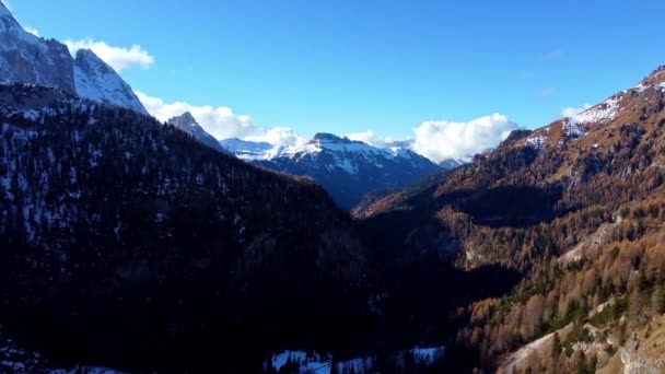 Talya Nın Yukarısından Kışın Güney Tyrol Daki Dolomitler Seyahat Fotoğrafçılığı — Stok video