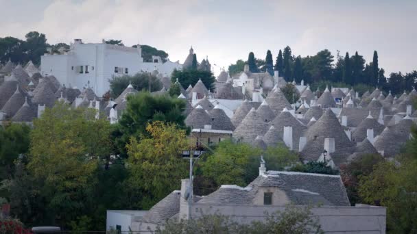 Híres Trulli Házak Város Alberobello Olaszországban Utazási Fotózás — Stock videók