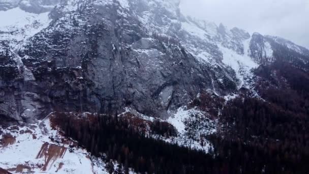 Montañas Cubiertas Nieve Los Dolomitas Los Alpes Italianos Fotografía Viajes — Vídeo de stock