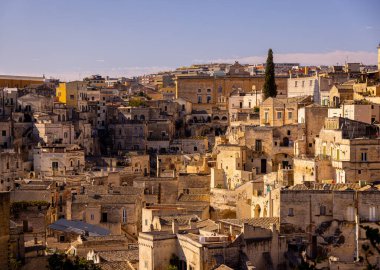 Matera 'nın İtalya' daki antik binaları - Avrupa 'nın kültür başkenti - seyahat fotoğrafçılığı