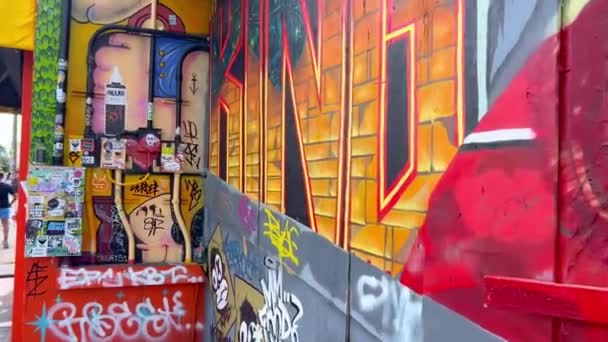 The amazing wall paintings at Wynwood Miami - MIAMI, UNITED STATES - Feb 20, 2022 — стоковое видео