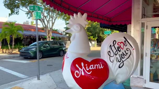 Die berühmten Hähne in der Little Havana Calle Ocho - MIAMI, Vereinigte Staaten - 20. FEBRUAR 2022 — Stockvideo