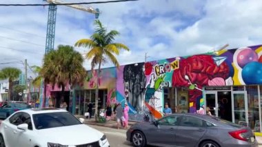 Miami 'de Wynwood' un ünlü Wynwood Duvarları - MIAMI, Birleşik Devletler - 20 Şubat 2022