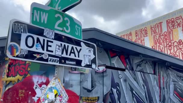 The typical streets and walls at Wynwood Miami — Stock Video