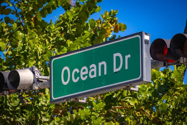Enseigne Ocean Dr à Miami Beach South Beach — Photo