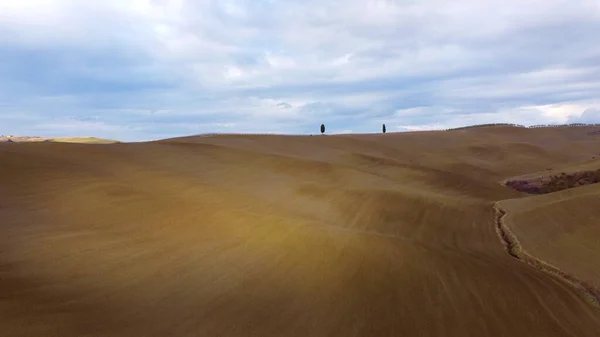 Toscana colorida - la vista típica sobre los campos rurales del desierto de Acconia — Foto de Stock