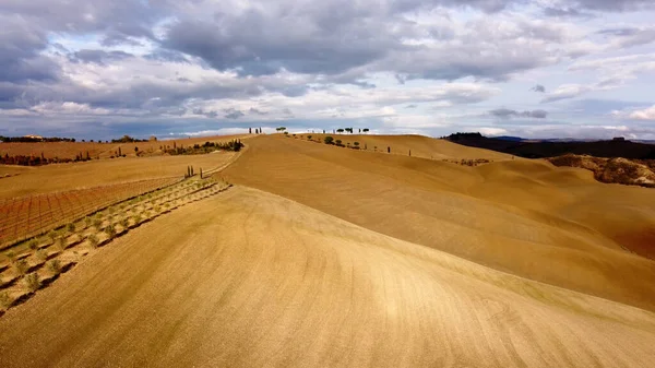 Typická venkovská pole a krajina v Toskánsku Itálie — Stock fotografie