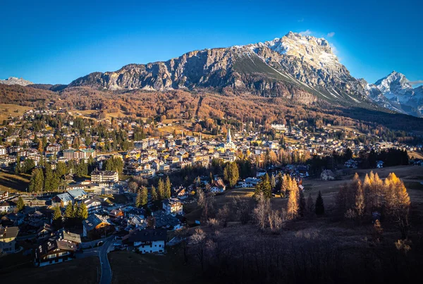 Cortina d Ampezzo in the Dolomites Italian Alps - Αεροφωτογραφία — Φωτογραφία Αρχείου